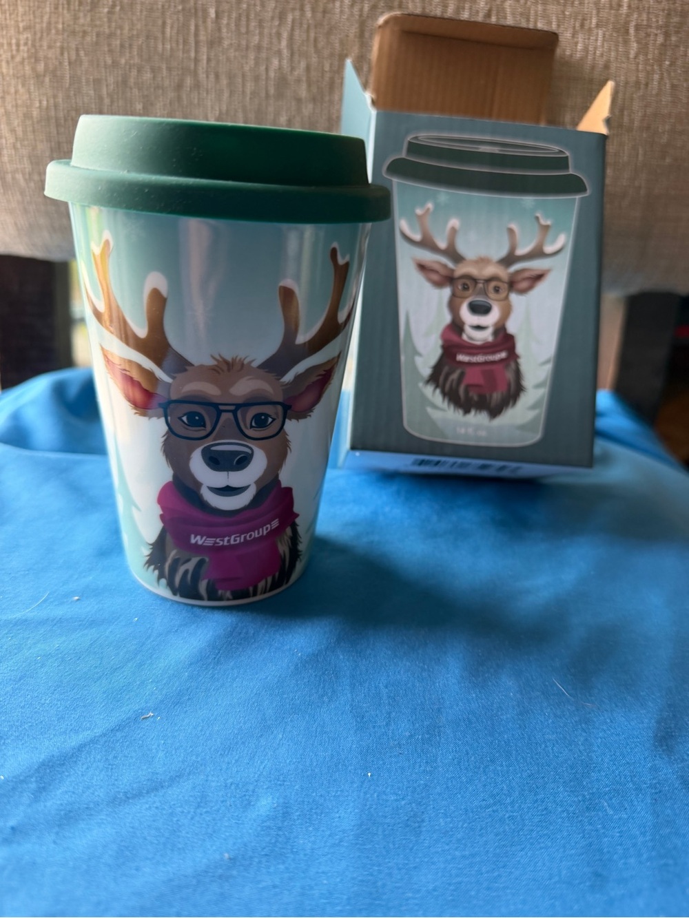 Green Reusable Deer Travel Mug